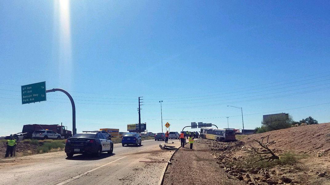 Sun Tran bus crashes on Tucson's freeway interchange